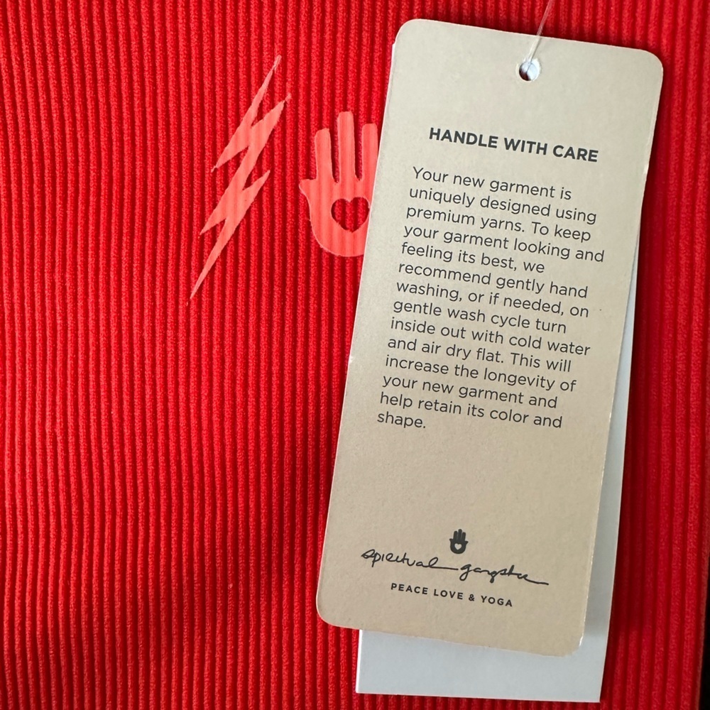 NWT Spiritual Gangster Red Ribbed Sculpted Legging Never Knocked Out Tights XS/S - Picture 5 of 8